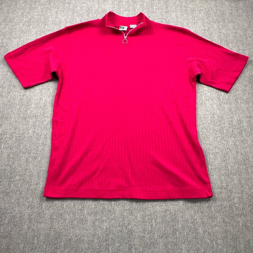 B.E. Womens Short Sleeve Sweater Zip‎ Closure Size M Hot Pink